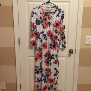 White and Floral maxi dress